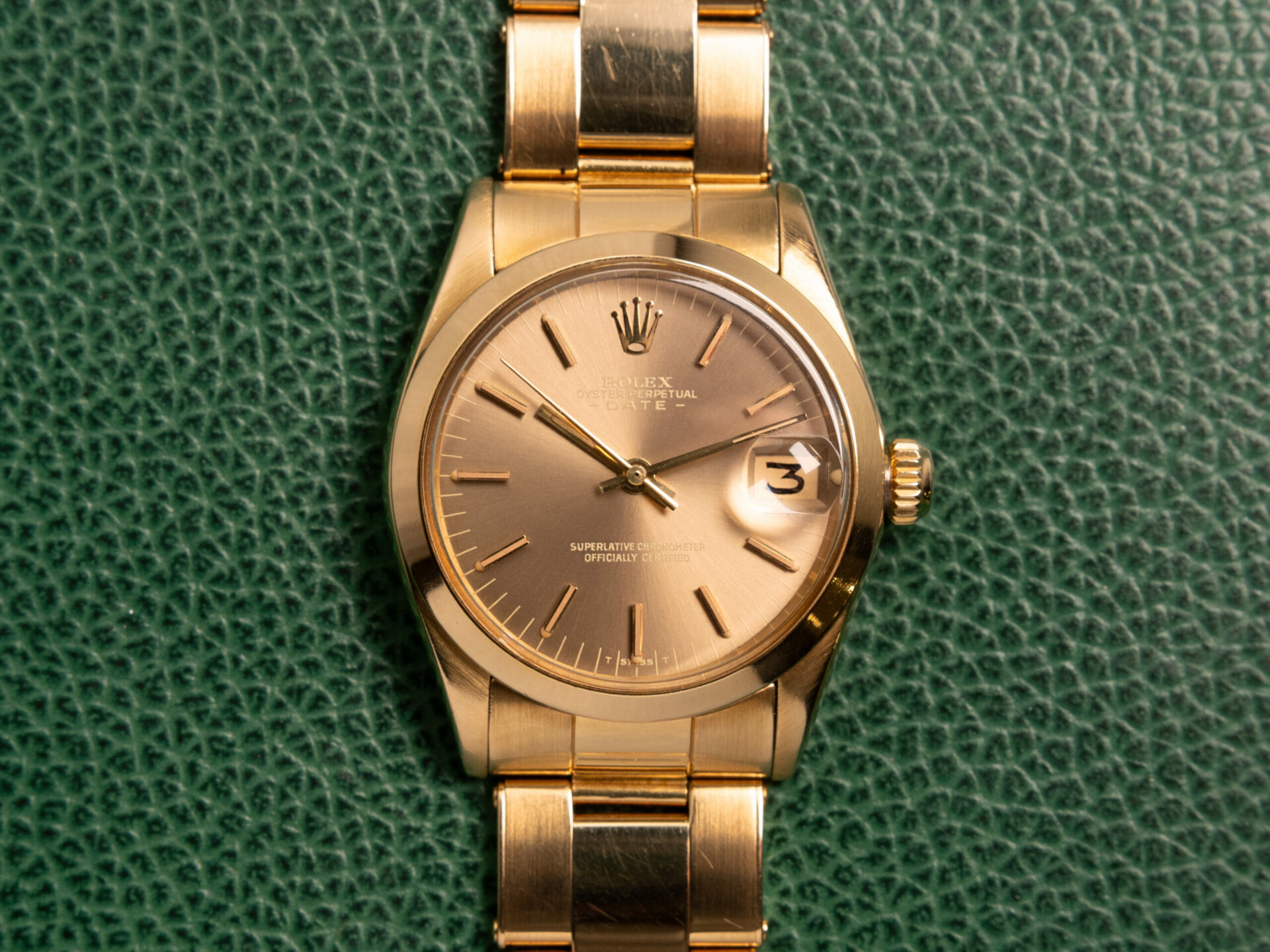 Rolex Date Ref. 6624 Tropical Dial 30 mm 18 k Gold - immagine 2