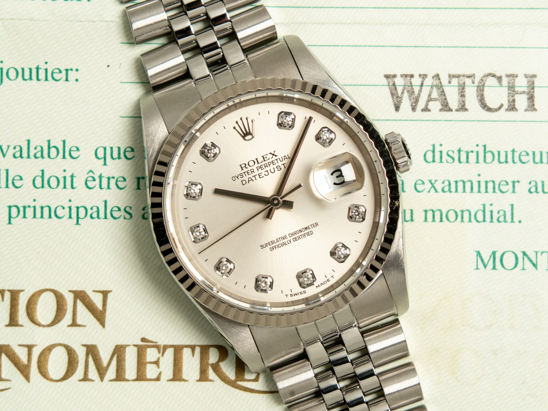 Rolex Datejust 36 Official Service Diamond Dial 16234 Jubilee Full Set - immagine 2
